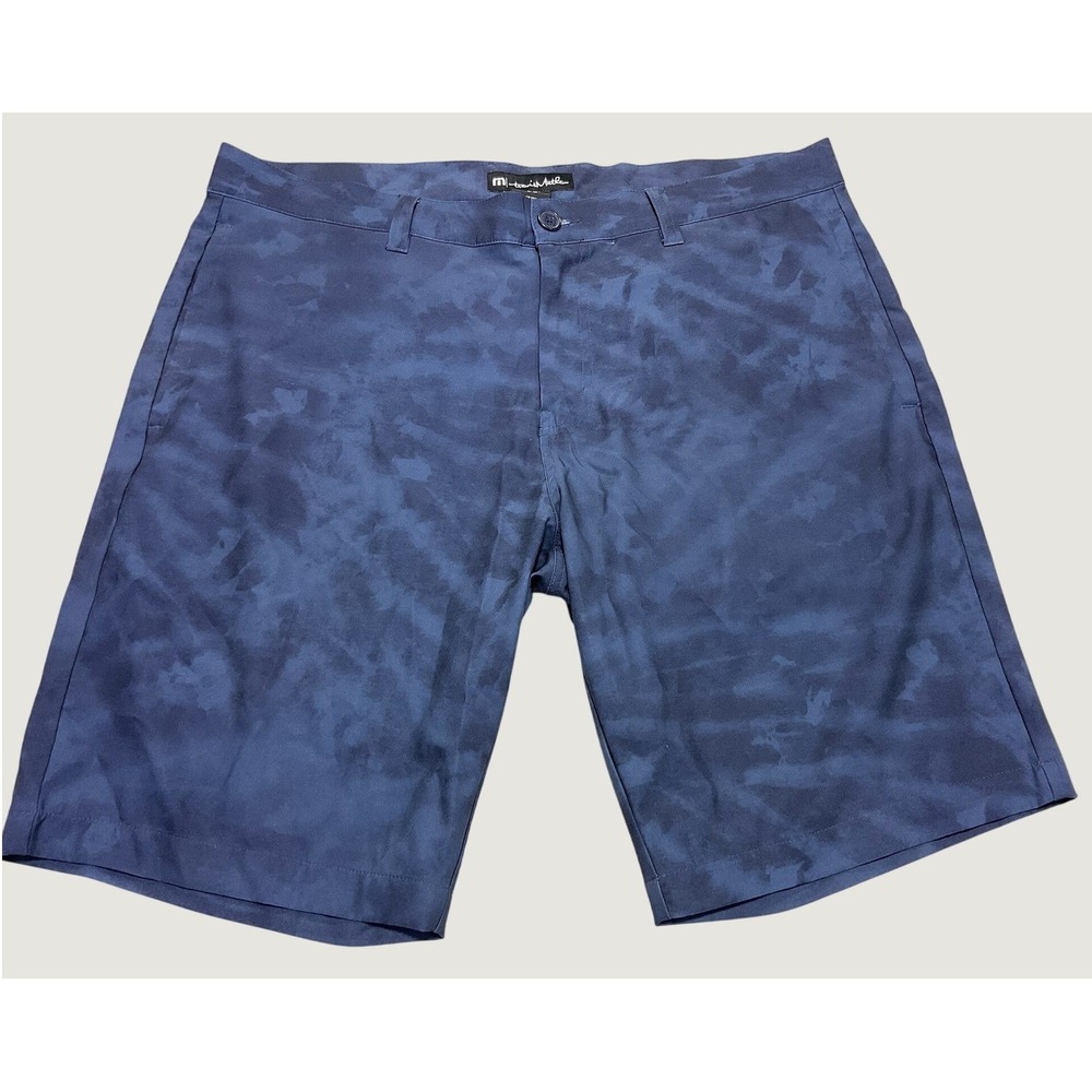 TravisMathew Performance Stretch Golf Shorts Mens Size 38 Blue Tonal Cloud Print